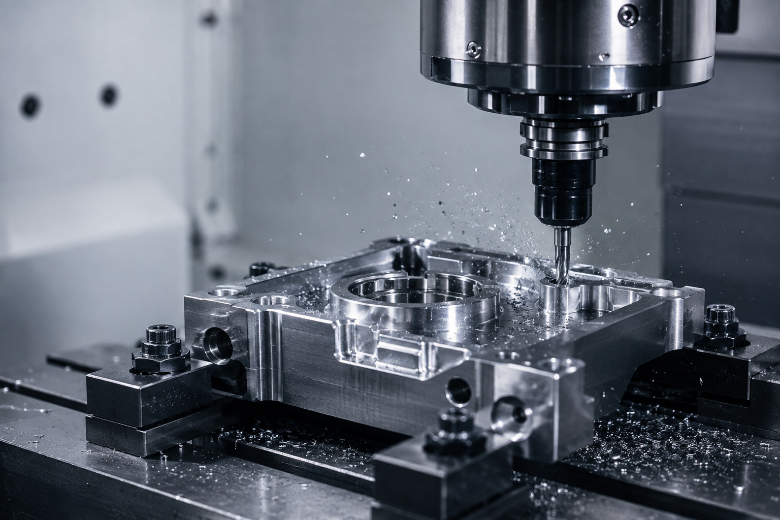 Peça metálica industrial produzida por maquinação CNC